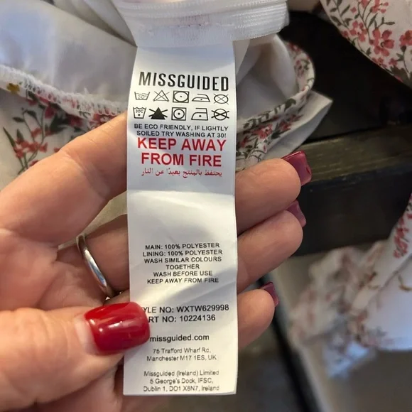 $15 sale New Missguided tie neck crop top blouse frill floral 0114 ASOS w ♥️59 - Picture 10 of 12